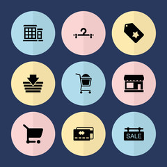 Set of 9 retail filled icons