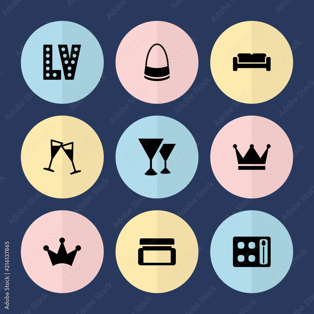 Poster set of 9 luxury filled icons