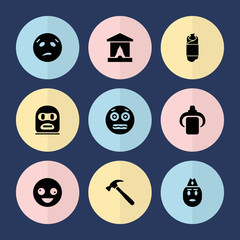 Set of 9 yellow filled icons