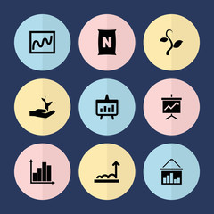 Set of 9 growing filled icons