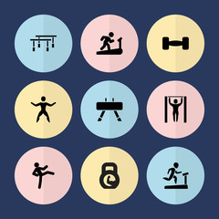 Set of 9 workout filled icons