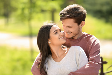 Young couple in love outdoors