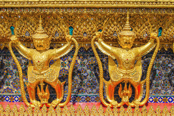 Garuda. Sculptures of the temple Emerald Buddha. Thailand. Bangkok.