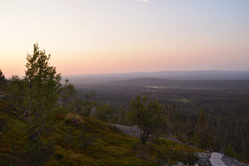 Coucher de soleil sur Pyhä Luosto (Finlande)