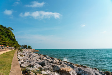 Beautiful Tropical Beach blue ocean background Summer view Sunshine at Sand and Sea Asia Beach Thailand Destinations 