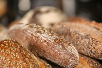 Assortment of fresh bread, closeup