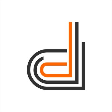 d, djd, dj initials line art geometric company logo