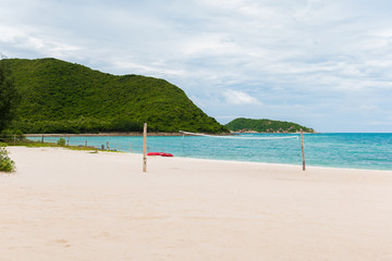 White sand beach with blue sea on Koh Samaesarn.