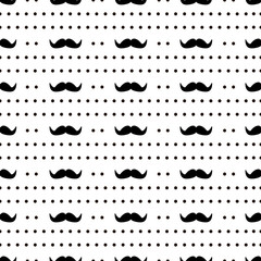 Seamless pattern with black mustache