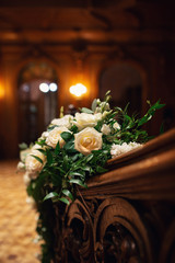 elegant, small wedding flower decoration in palace