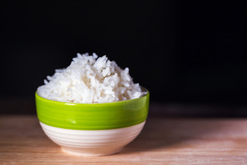Jasmine rice
Steamed rice in ceramic bowl