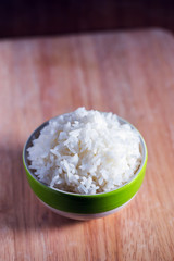 Jasmine rice
Steamed rice in ceramic bowl