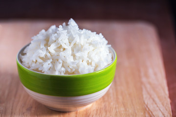 Jasmine rice
Steamed rice in ceramic bowl