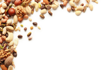Different nuts on white background
