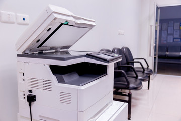 Printer scanner laser copy machine supplies in office.