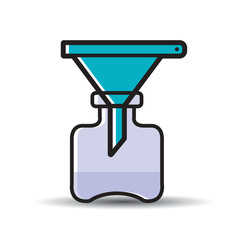 bottle with funnel on smooth shadow vector illustration