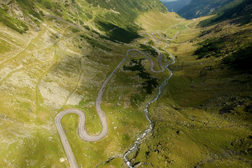 Aerial view of Transfagarasan mountain road