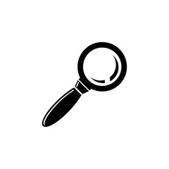 Magnifying Glass, Research Find. Flat Vector Icon illustration. Simple black symbol on white background. Magnifying Glass, Research Find sign design template for web and mobile UI element