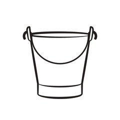 black outline bucket isolated on white back ground vector drawing