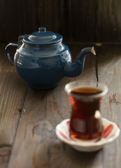turkish tea with authentic glass cup