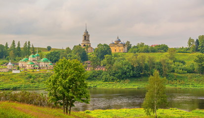 The ancient Russian town Staritsa on the bank of the Volga