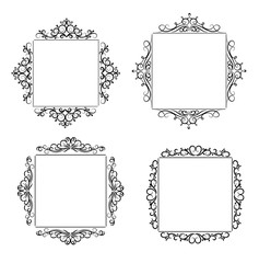 Vintage vector swirl frame set