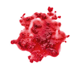 Sweet raspberry jam on white background