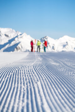 Groomed ski piste in Stubnerkogel, Gastein, Salzburg, Austria