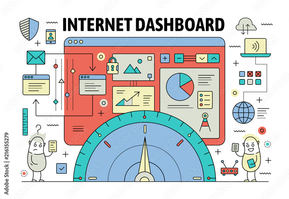 Canvas Prints vector thin line dashboard poster banner template