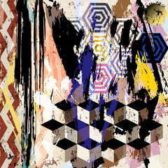 Fototapeta premium abstract background composition, with strokes, splashes and geometric lines