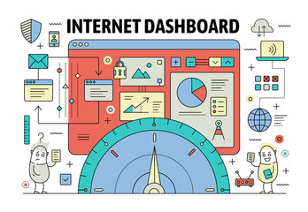 Vector thin line dashboard poster banner template