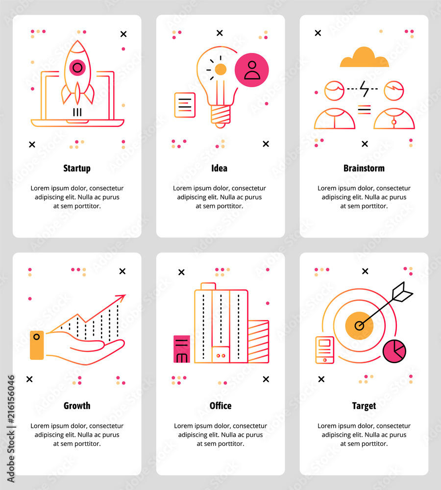 Poster vector line art web and mobile app template set