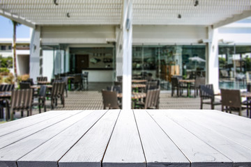 Desk of free space and restaurant. 