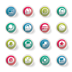 Stylized Internet and Website Icons over colored background - Vector Icon Set