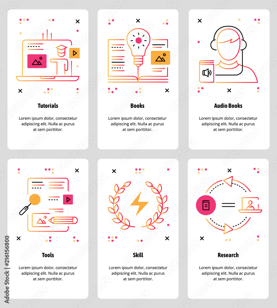 Poster vector line art web and mobile app template set