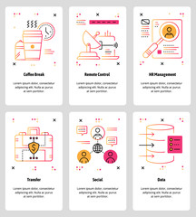 Vector line art web and mobile app template set