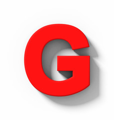 letter G 3D red isolated on white with shadow - orthogonal projection