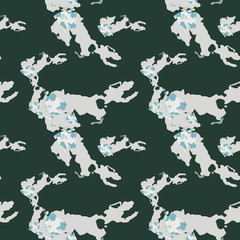 UFO military camouflage seamless pattern in green and different shades of beige and blue colors