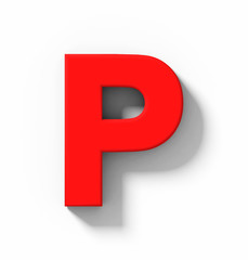 letter P 3D red isolated on white with shadow - orthogonal projection