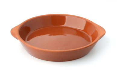 Round clay baking dish