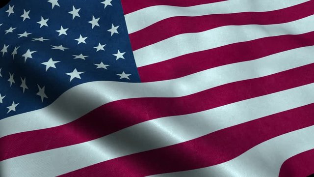 Photorealistic 4k Close up of united states, usa flag slow waving with visible wrinkles and realistic fabric. 15 seconds 4K, Ultra HD resolution united states, usa flag animation.