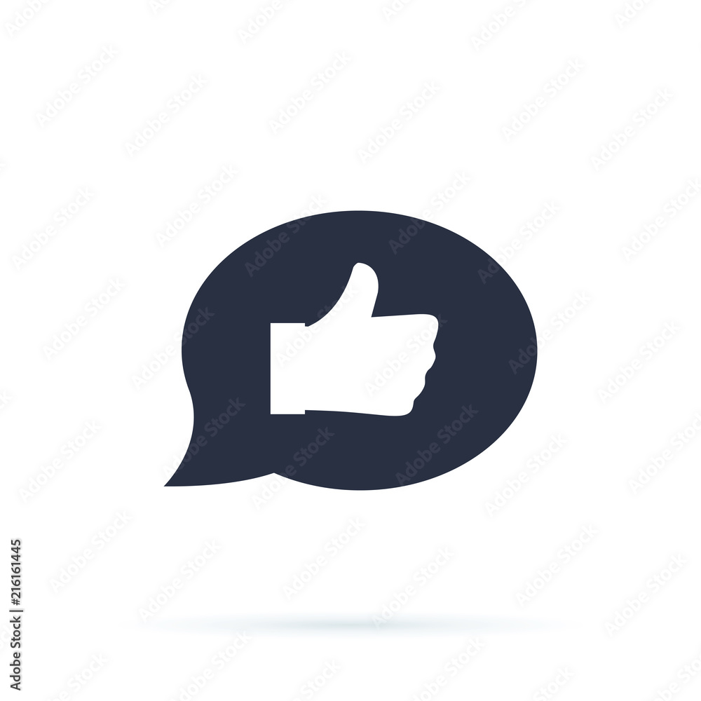Poster positive feedback line icon. communication symbol. speech bubble sign. quality design element. edita