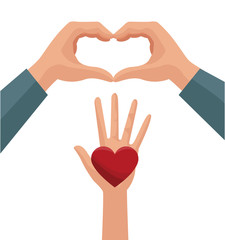 Hands with hearts charity and share love vector illustration graphic design