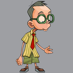 cartoon funny guy in a tie and a big glasses