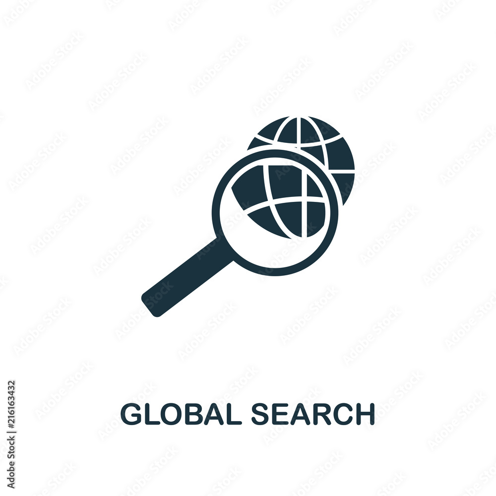 Poster global search creative icon. simple element illustration. global search concept symbol design from h