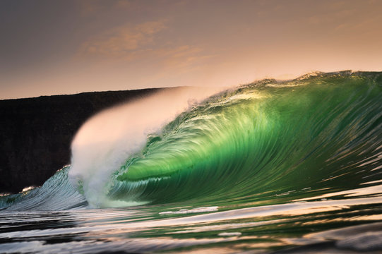 Riley's wave, a giant barreling wave, Kilkee, Clare, Ireland