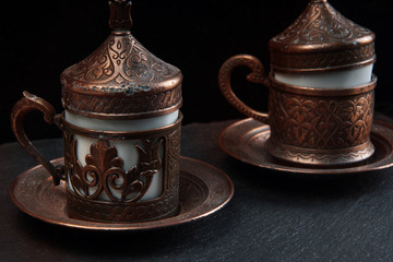 Turkish coffee in cups on the table