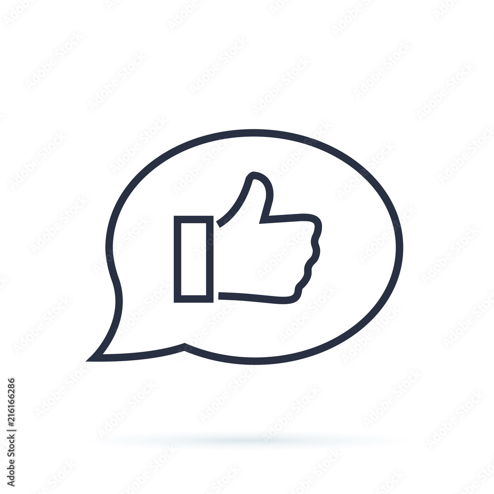 Poster positive feedback line icon. communication symbol. speech bubble sign. quality design element. edita