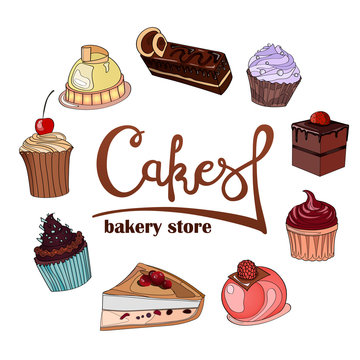 Logo, sign, style for the confectionery, bakery shop. Lettering,