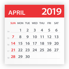April 2019 Calendar Leaf - Vector Illustration